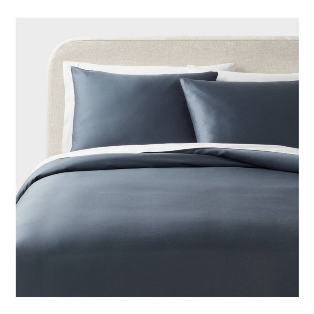 Threshold King TENCEL Lyocell Duvet Cover Sham Set Slate Blue 320TC NEW